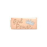 Nomination COMPOSABLE GLAM DOUBLE SYMBOLE Element aus Edelstahl, mit Emaille verziert, rosegold PVD-beschichtet (01_Girl Power)